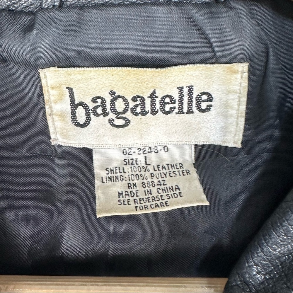 Bagatelle Womens Jacket Large Black Genuine Leather Button Up Classic Overcoat - Picture 9 of 9